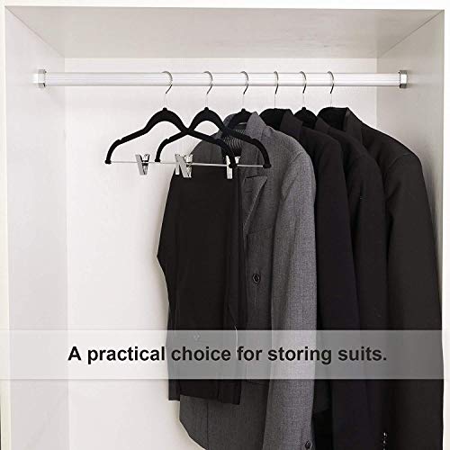 Velvet Skirt Hangers 10 Packs Velvet Hangers with Clips Ultra Thin Non Slip Velvet Pants Hangers Space Saving Clothes Hanger (Black)