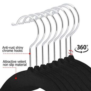 Velvet Skirt Hangers 10 Packs Velvet Hangers with Clips Ultra Thin Non Slip Velvet Pants Hangers Space Saving Clothes Hanger (Black)