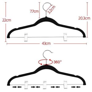 Velvet Skirt Hangers 10 Packs Velvet Hangers with Clips Ultra Thin Non Slip Velvet Pants Hangers Space Saving Clothes Hanger (Black)