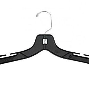 NAHANCO 2900 Extra Large Plastic Shirt/Dress Hanger with Chrome Swivel Hook, Heavy Weight, 19", Black (Pack of 100)