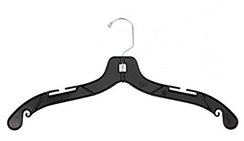 NAHANCO 2900 Extra Large Plastic Shirt/Dress Hanger with Chrome Swivel Hook, Heavy Weight, 19", Black (Pack of 100)