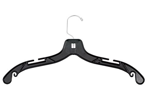 NAHANCO 2900 Extra Large Plastic Shirt/Dress Hanger with Chrome Swivel Hook, Heavy Weight, 19", Black (Pack of 100)