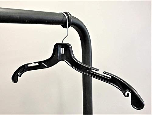 NAHANCO 2900 Extra Large Plastic Shirt/Dress Hanger with Chrome Swivel Hook, Heavy Weight, 19", Black (Pack of 100)