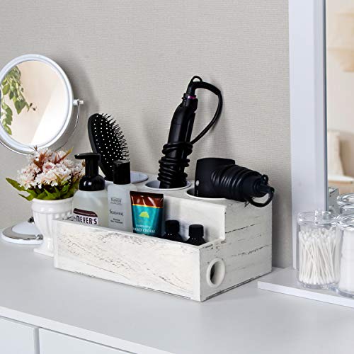 JACKCUBE Design Hair Tool Organizer Wooden, Hair Blow Dryer Holder Styling Product Care and Bath Supplies Accessories Storage Tray for Vanity and Bathroom Countertop- MK680A