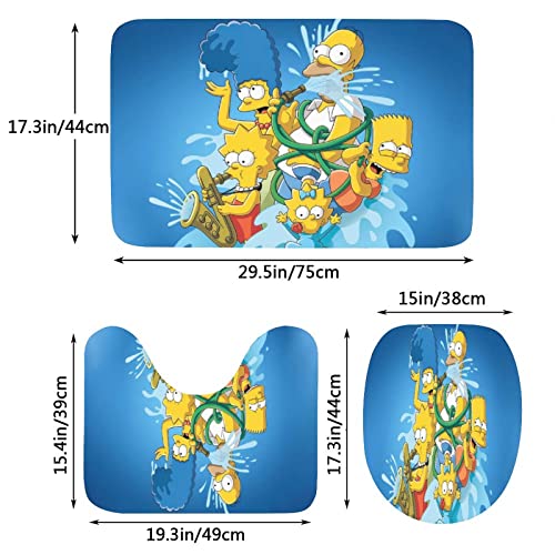 The Sim.psons Shower Curtain Sets with Non Slip Rugs The Sim.psons 4Pcs Shower Curtain Set with Non-Slip Rugs Toilet Lid Cover and Bath Mat, Waterproof Polyester Fabric Bathroom Curtain with 12 Hooks