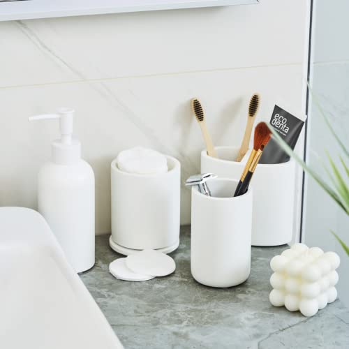 Premium 4 Pcs White Bathroom Accessories Set Complete. Bathroom Soap Dispenser Set. Modern Bathroom Decor Sets Accessories. Bathroom Toothbrush Holder Set. White Bathroom Sets Accessories (White)