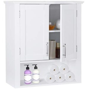 zenstyle bathroom wall cabinet over the toilet, white medicine cabinet with 2 doors and adjustable inner shelves, for bathroom, living room