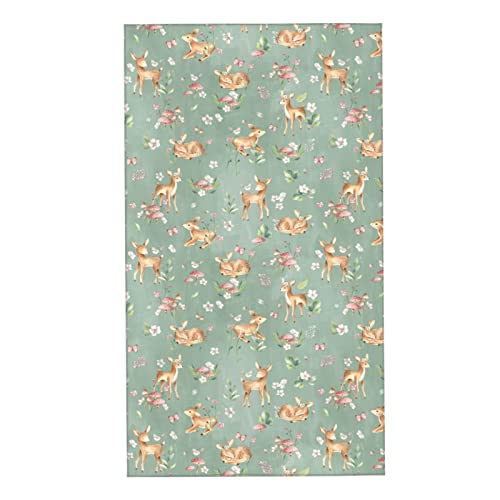 Perinsto Watercolor Deers Hand Towel Fawn Woodland Forest Animals Decorative Fingertip Towels Multipurpose for Bathroom Kitchen Gym and Spa, 27.5" X 15.7"