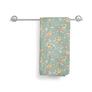 Perinsto Watercolor Deers Hand Towel Fawn Woodland Forest Animals Decorative Fingertip Towels Multipurpose for Bathroom Kitchen Gym and Spa, 27.5" X 15.7"