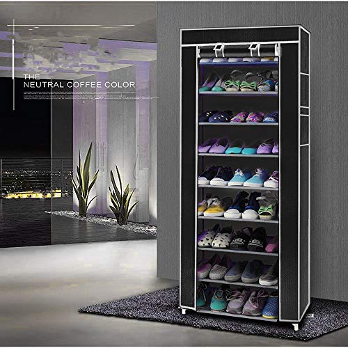 Faint 10 Tiers Shoe Rack with dustproof Cover Dormitory Simple Collect Rac,Collect Colthes,Shoes, Books, Sundries