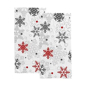 vantaso bath hand towels set of 2 christmas gray red snowflakes soft and absorbent washcloths kitchen hand towel for bathroom hotel gym spa