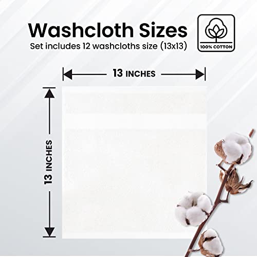 Premium White Bath Sheets Towels for Adults – 2 Pack Extra Large Bath Towels 35x70-100% Soft Cotton + Washcloths Set – Pack of 12, 13x13 Inches 100% Cotton Wash Cloths for Your Body and Face Towels