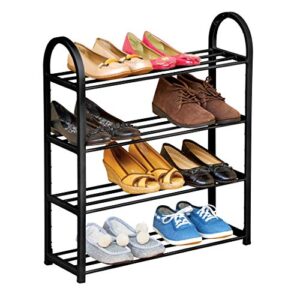 collections etc black 4-tier metal shoe rack is perfect inside a closet or in an entryway to control clutter - holds 12 pairs
