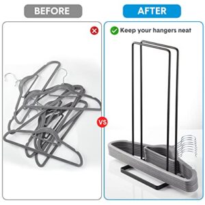 Hotop 2 Packs Hanger Storage Organizer Clothes Hanger Holder Metal Hanger Rack Iron Wire Hanger Stacker Black Hanger Stand for Closet Laundry Room Kids Adult or Child