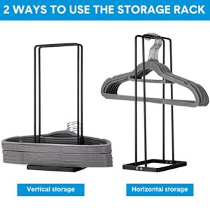 Hotop 2 Packs Hanger Storage Organizer Clothes Hanger Holder Metal Hanger Rack Iron Wire Hanger Stacker Black Hanger Stand for Closet Laundry Room Kids Adult or Child