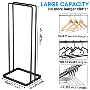 Hotop 2 Packs Hanger Storage Organizer Clothes Hanger Holder Metal Hanger Rack Iron Wire Hanger Stacker Black Hanger Stand for Closet Laundry Room Kids Adult or Child