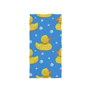 domiking cute rubber ducks print soft bath towel absorbent fade resistant pool beach bath towel for bathroom hotel gym and spa, 30"x15"