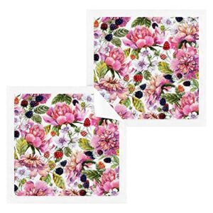 xigua watercolor flowers wash cloths 4 pack - 12 x 12 inch super soft washcloths for your face and body - 100% cotton highly absorbent baby face towel