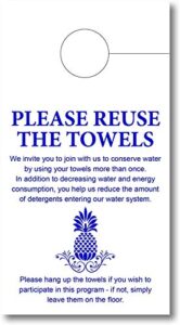 towel reuse door hanger, card for home, office, hotels and hospitality (pack of 100)