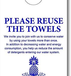 Towel Reuse Door Hanger, Card for Home, Office, Hotels and Hospitality (Pack of 100)