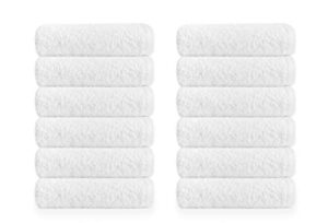raymond clarke® washcloths, face towels cotton white twelve pack, 12x12 inch, ultra soft face cloths white, spa towels, fingertip towels, nail towels (white, 12)