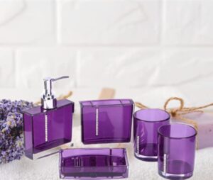 zerodis 5pcs purple bathroom accessory set, acrylic bathroom accessories sets bathroom vanity countertop accessory set for home…