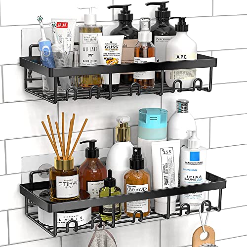 2-pack shower caddy shower shelves, no drilling traceless adhesive bathroom storage organizer shelves for Bathroom Washroom Restroom Toilet Kitchen