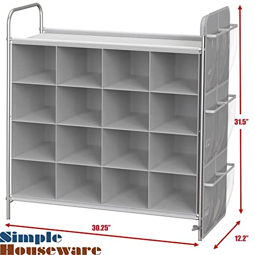 Simple Houseware 4-Tier 16-Cube Shoe Rack Organizer, Grey
