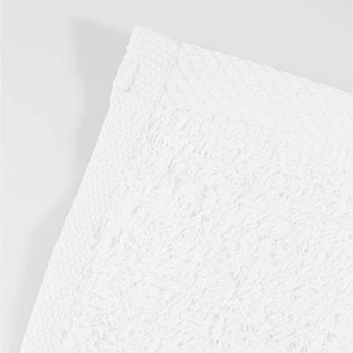 12pcs Fingertip Hand Towels, Affordable 100% Cotton Washcloths (11x18) (White, Hemmed)