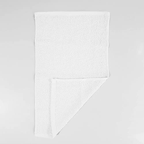 12pcs Fingertip Hand Towels, Affordable 100% Cotton Washcloths (11x18) (White, Hemmed)