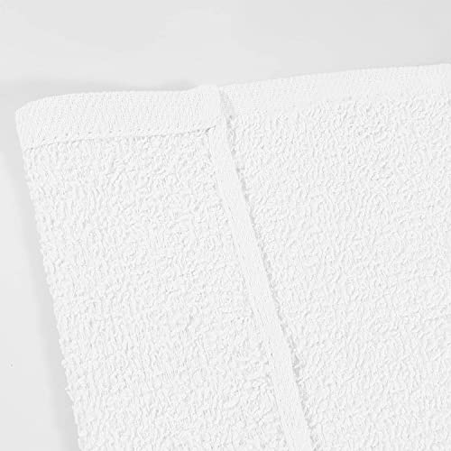 12pcs Fingertip Hand Towels, Affordable 100% Cotton Washcloths (11x18) (White, Hemmed)