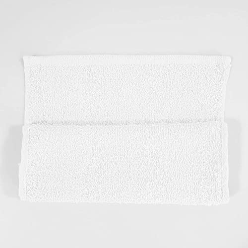 12pcs Fingertip Hand Towels, Affordable 100% Cotton Washcloths (11x18) (White, Hemmed)