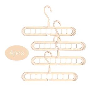 magic space saving closet hanger foldable non slip clothes hangers 360 degrees rotation (pack of 4) (beige)