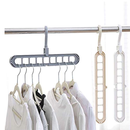 Magic Space Saving Closet Hanger Foldable Non Slip Clothes Hangers 360 Degrees Rotation (Pack of 4) (Beige)