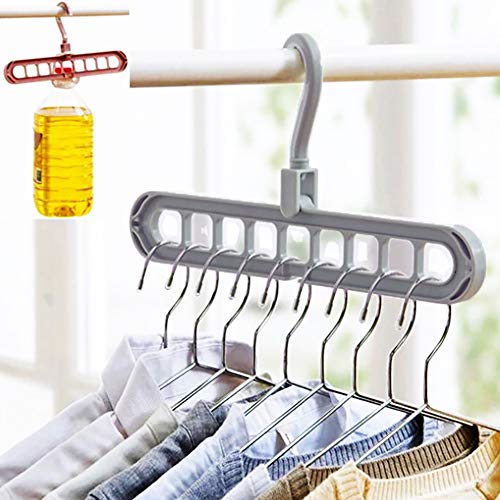 Magic Space Saving Closet Hanger Foldable Non Slip Clothes Hangers 360 Degrees Rotation (Pack of 4) (Beige)