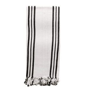 sweet water decor turkish cotton + bamboo hand towels | large size 19 x 35 | cream with decorative stripes | bathroom, kitchen, dish, or baby towel (jordan - three black stripes)