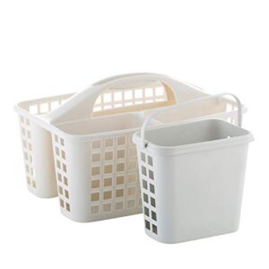 Bath Bliss 2 in 1 Portable, Bathroom Shower Caddy for Shampoo, Conditioner, Soap, and Cosmetics, in White Bath Tote