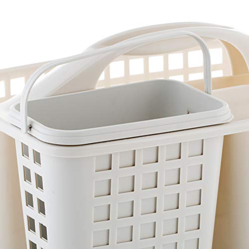 Bath Bliss 2 in 1 Portable, Bathroom Shower Caddy for Shampoo, Conditioner, Soap, and Cosmetics, in White Bath Tote