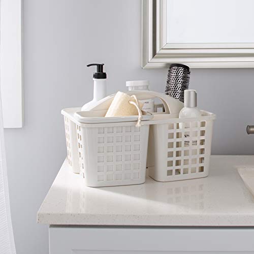 Bath Bliss 2 in 1 Portable, Bathroom Shower Caddy for Shampoo, Conditioner, Soap, and Cosmetics, in White Bath Tote