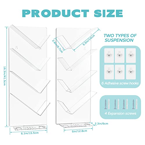 KMOTASUO 2 Pack Acrylic Shower Shelves, Clear Bathroom Shower Caddy Organizer, Wall Mounted Shampoo Holder for Shower, Bath Shelf Storage Rack for Everything Rust Proof No Drilling