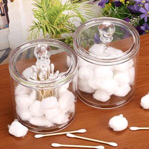 Hipiwe Cotton Ball and Swab Organizer with Lid Apothecary Acrylic Jar Makeup Cotton Organizer Bathroom Storage Canister Jar for Cotton Rounds Pads Q-Tips Holder