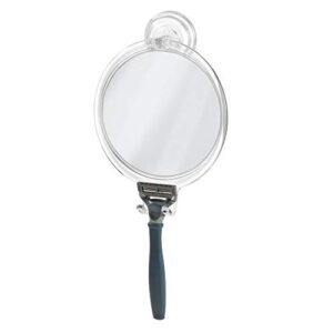 idesign plastic power lock suction shower shaving razor holder, fog-free bathroom or tub, 6" x 2" x 7", mirror-round