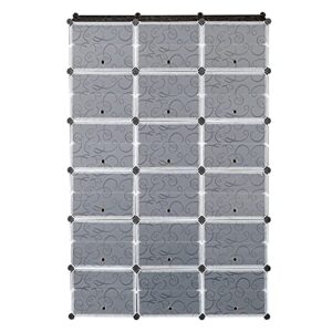 DOLFISH Portable Shoe Rack Organizer with Door, 12-Tier Portable 72 Pair Shoe Rack Organizer 36 Grids Tower Shelf Storage Cabinet, Stackable Detachable Free Standing Shoe Rack DIY Expandable