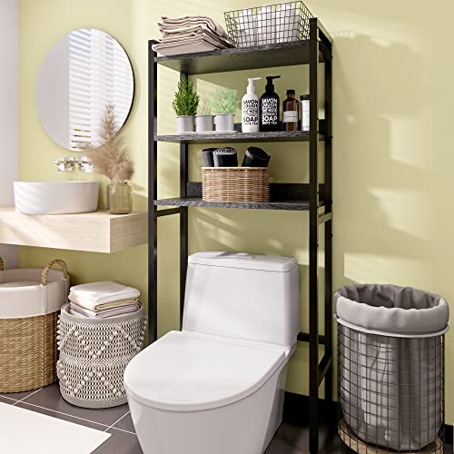 ODIKA Over The Toilet Storage, 3-Tier Over-The-Toilet Space Saver Organizer Rack, Freestanding Bathroom Organizer, Gray