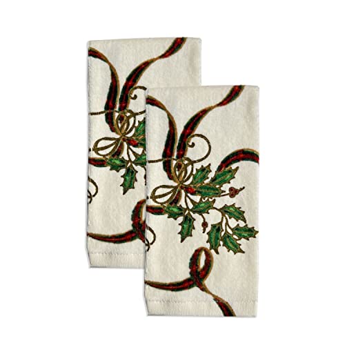 Bardwil Lenox Holiday Nouveau Ribbon Fingertip Towel, Set of 2