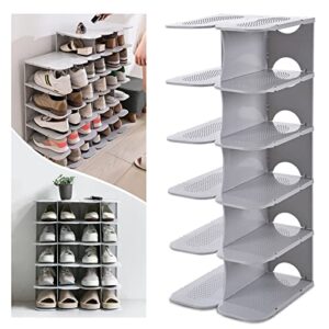 acpop shoe slots organizer, adjustable shoe rack,better stability shoe organizer,shoe stacker,space saver,pack of 6,grey