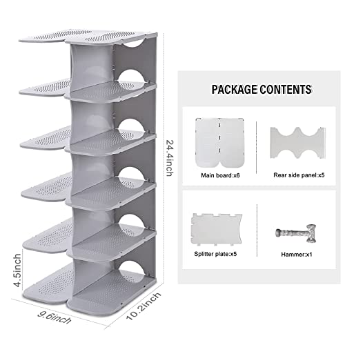 ACPOP Shoe Slots Organizer, Adjustable Shoe Rack,Better Stability Shoe Organizer,Shoe Stacker,Space Saver,Pack of 6,Grey