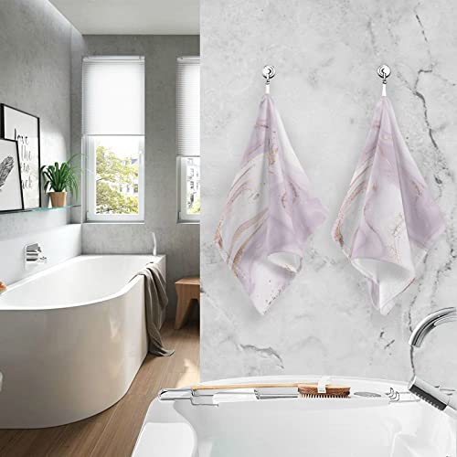 KLL Liquid Marble Abstract Lavender Hand Towels Set of 2 Pure Cotton Soft Absorbent Face Towel Bathroom Fingertip Towel Beach Hotel Spa Kitchen Dish Guest Towel 16 x 28 in