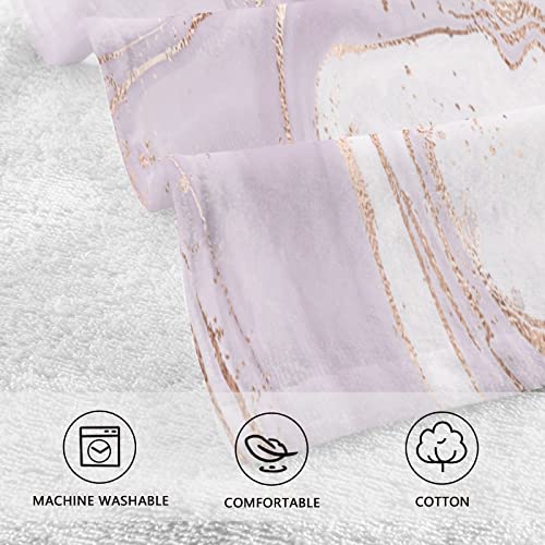 KLL Liquid Marble Abstract Lavender Hand Towels Set of 2 Pure Cotton Soft Absorbent Face Towel Bathroom Fingertip Towel Beach Hotel Spa Kitchen Dish Guest Towel 16 x 28 in