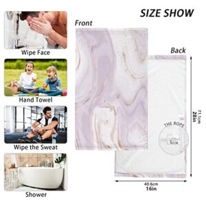 KLL Liquid Marble Abstract Lavender Hand Towels Set of 2 Pure Cotton Soft Absorbent Face Towel Bathroom Fingertip Towel Beach Hotel Spa Kitchen Dish Guest Towel 16 x 28 in